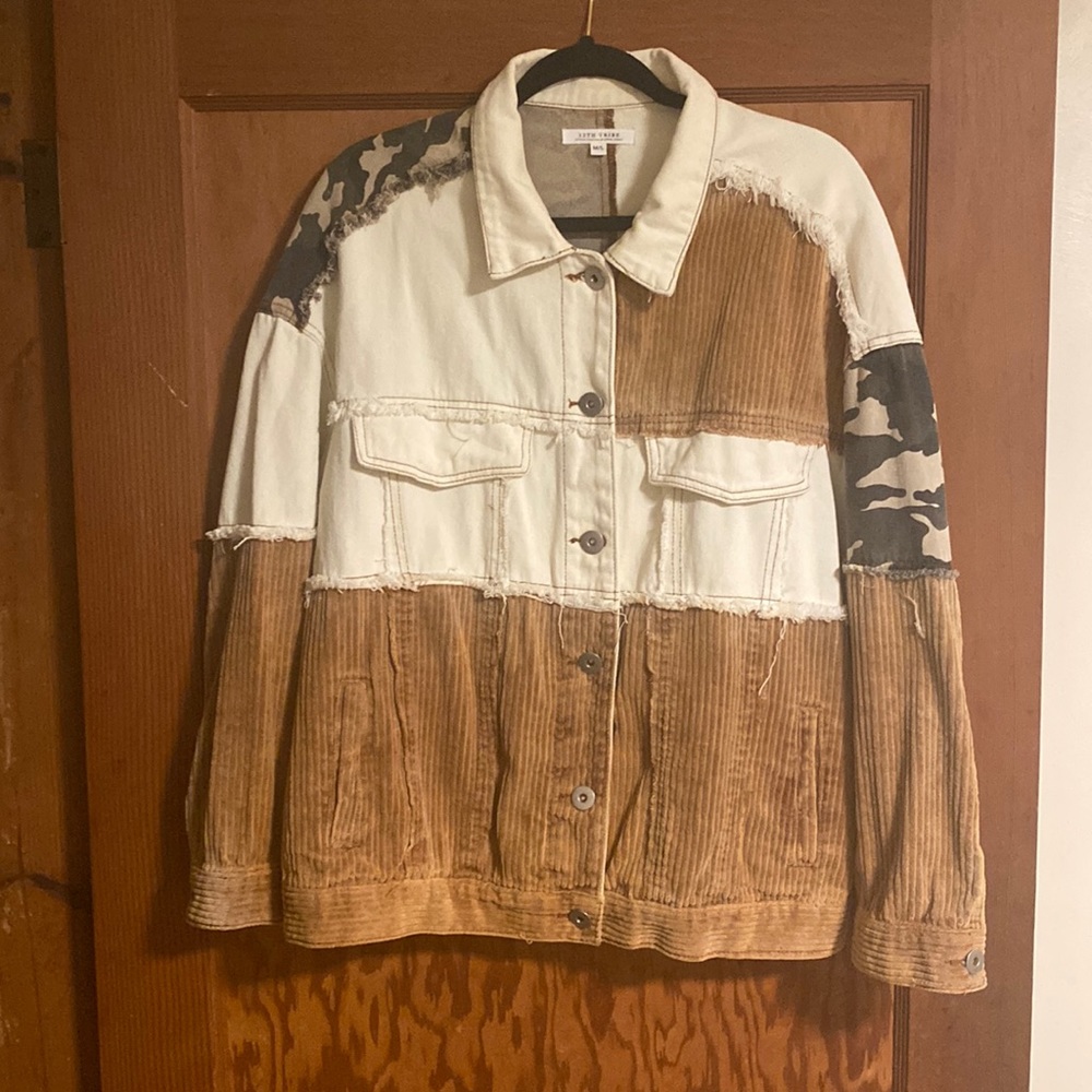 12th Tribe Corduroy/ Denim Colorblock Jacket